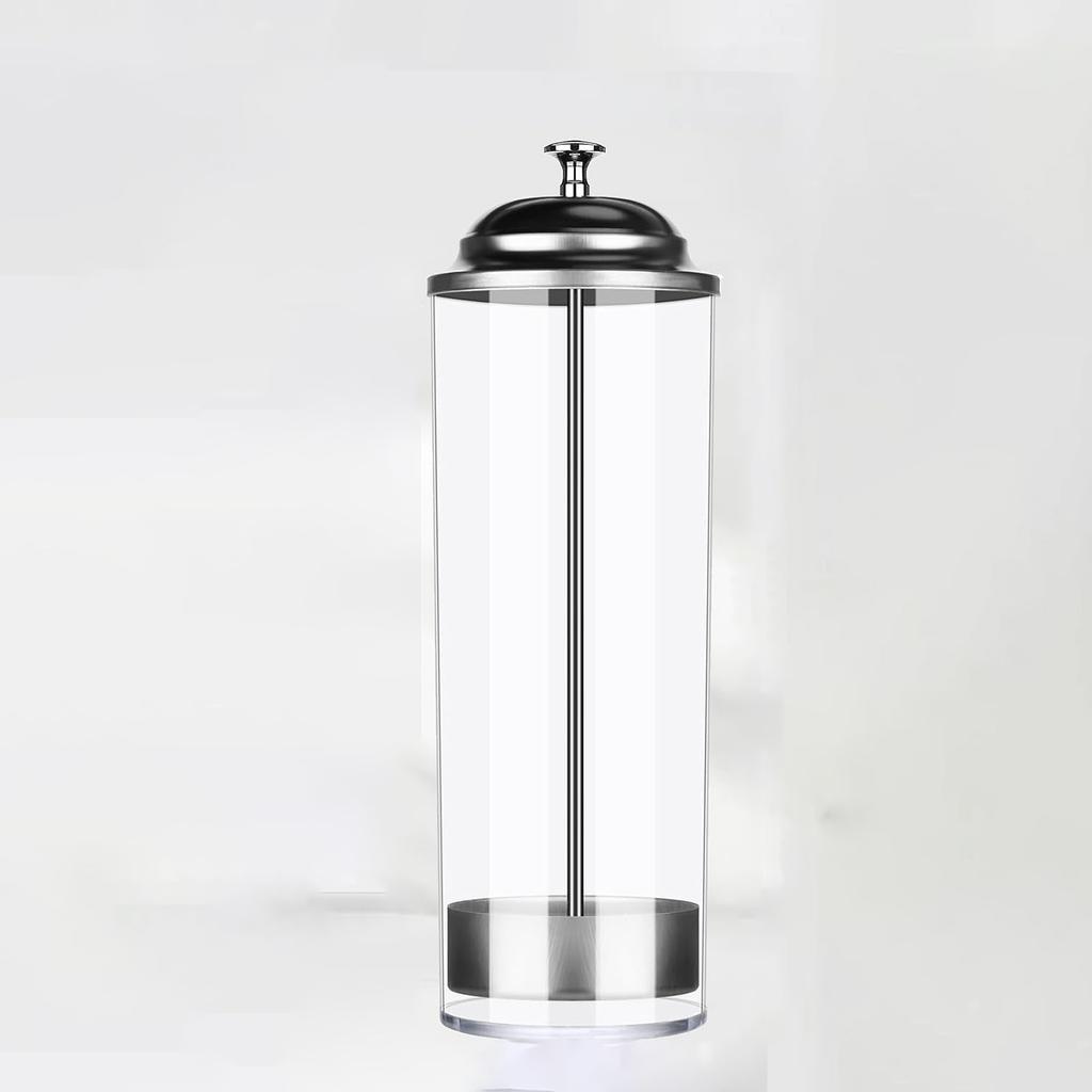 Straw Holder Dispenser 100 PCS Striped Straws Include - Clear Drinking Straw Container with Stainless Steel Lid Storage Box