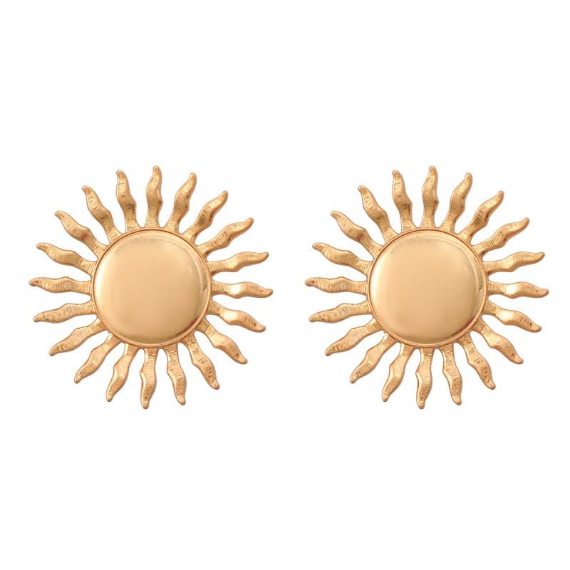 Gold Alloy Sunflower Earrings Women Trendy Floral Studs Ins Style Minimalist Jewelry Gold