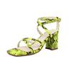 Fashion 2025Low Sandals  Leather Block Heels Female Shoe Square Toe Large Size Low-heeled Chunky Girls Gladiator Beige Fashion Big