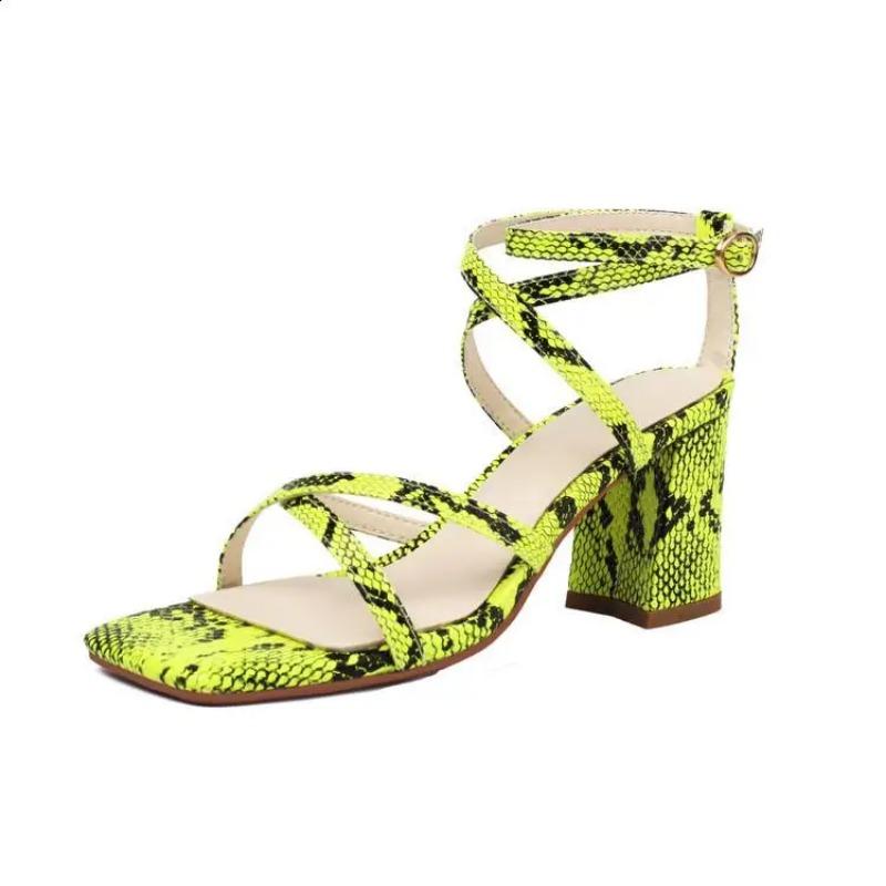 Fashion 2025Low Sandals  Leather Block Heels Female Shoe Square Toe Large Size Low-heeled Chunky Girls Gladiator Beige Fashion Big