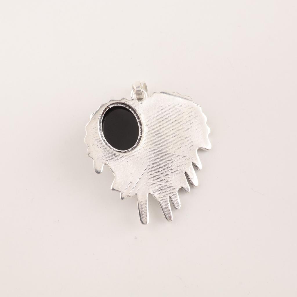 Rare Black Tourmaline Gemstone 925 Stamped Silver Artisan Jewelry Pendant 1.49" CP-28-24