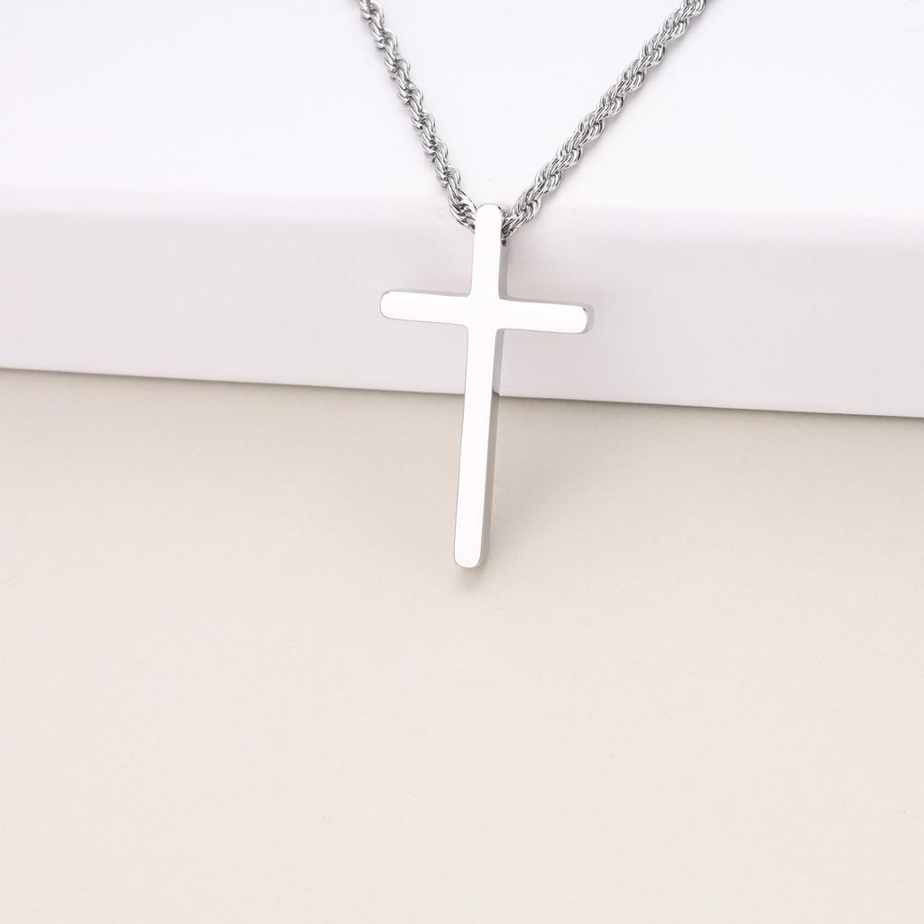 GAVU Christian Stainless Steel Silver Cross Necklace for Men