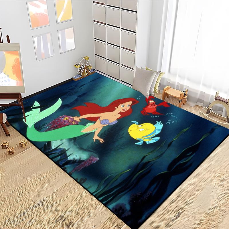 15 Size Little Mermaid Princess 3D Carpet Rugs for Home Living Room Bedroom Sofa Doormat Decor,Kids Area Rug Non-slip Floor Mat