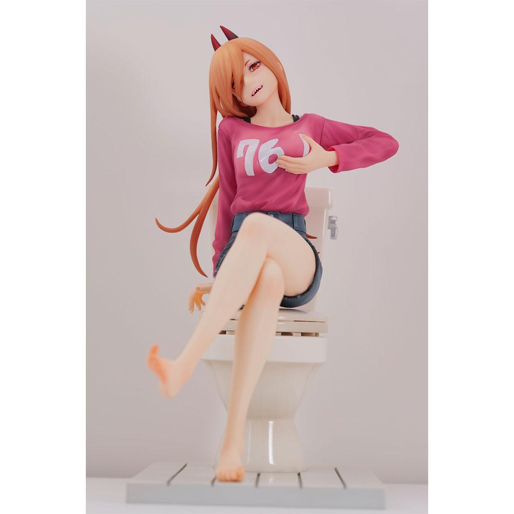 15CM Anime CHAINSAW MAN Figure POWER Sitting Position Anime Model Toys Gifts Collection Decoration Ornaments PVC