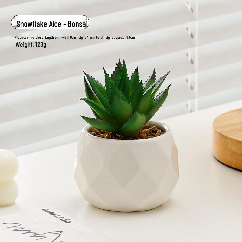 Small Indoor Potted Succulent - Artificial Green Plant Ornament for Home, Office, or Desktop Decor