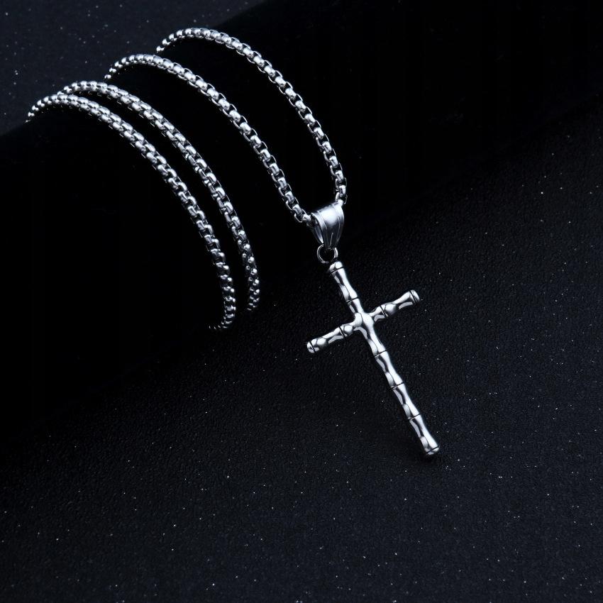 Necklace Silver Steel Chain Cross 324