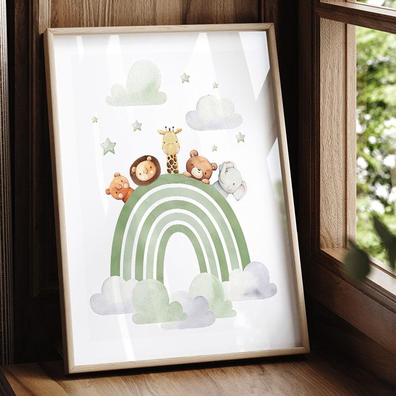 Balloon Lion Tiger Giraffe Rainbow Ship Nursery Wall Art Canvas Painting Nordic Posters And Prints Pictures Baby Kids Room Decor