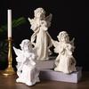 Estatua de Ángel de la Guarda Resina Figura de Ángel Pequeño Recuerdo Curación Simpatía Regalo para Estante Hogar Sala de Estar Escritorio Oficina Decoración