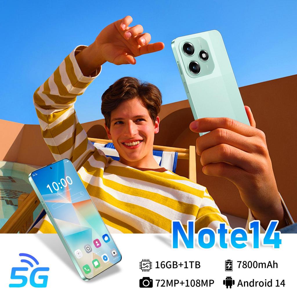 New Note14 7.3" Large Screen 16GB+1TB Smart Mobile Phone