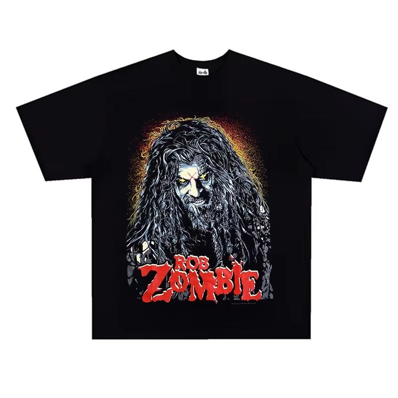 

2026 new Rob Zombie Horror Graphic TShirt Oversized Cotton Vintage Streetwear Casual Crew Neck Short Sleeve Top for Men 4XL