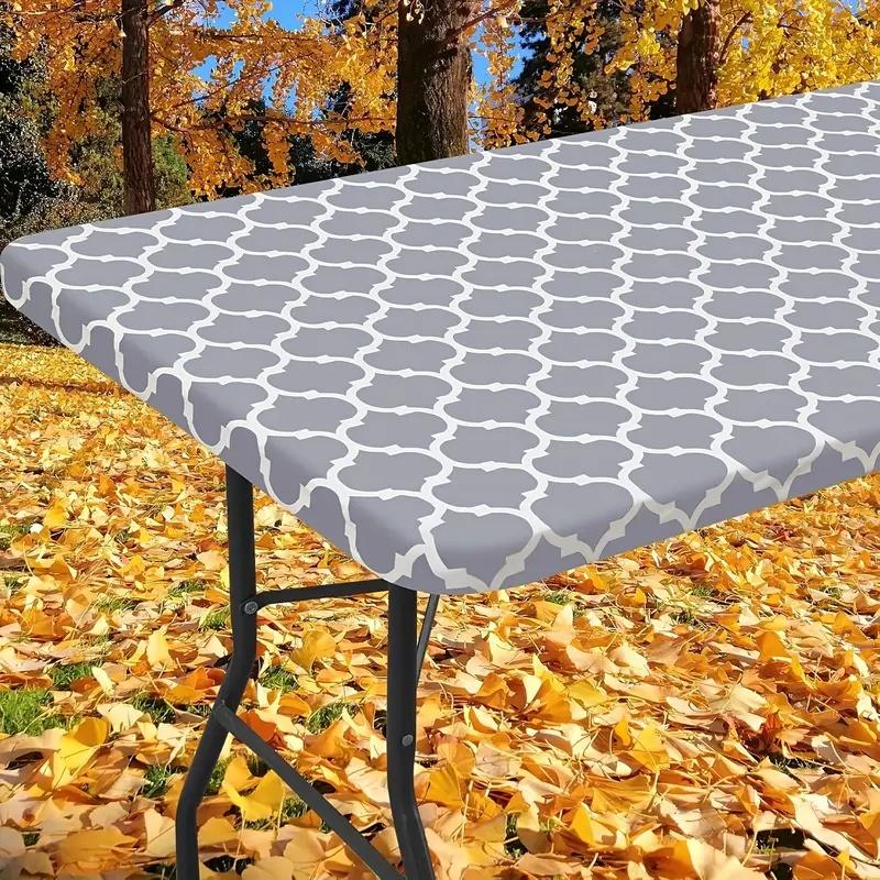 1PC 72x30in Elastic Fitted Tablecloth Oil-proof Wipeable Table Cover for Party Decoration Picnic Camping Outdoor Manteles