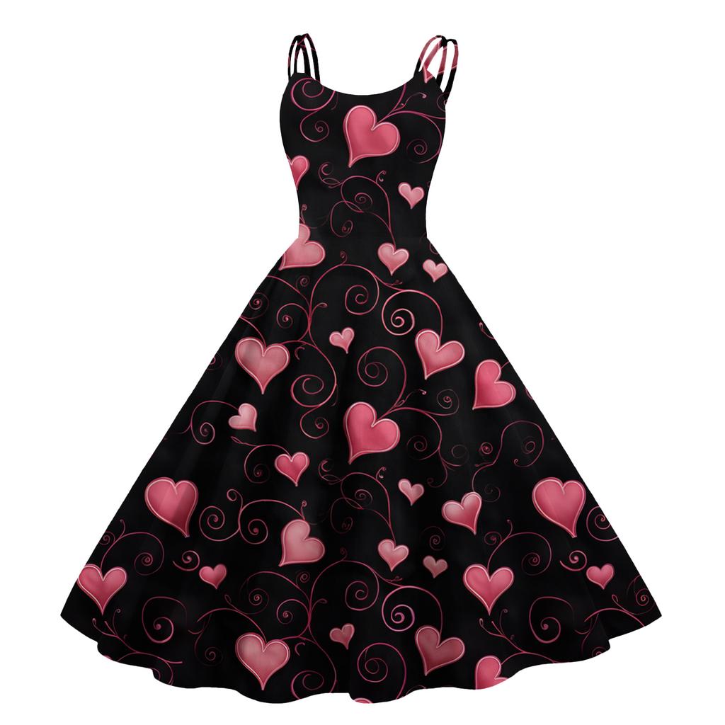 Women's Print Sexy Off-The-Shoulder Punk Vintage Dress