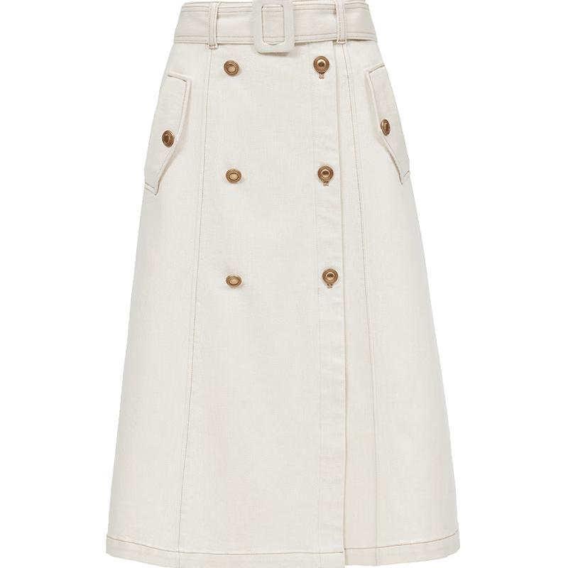 VEROMODA Retro Double-Breasted Midi Skirt S
