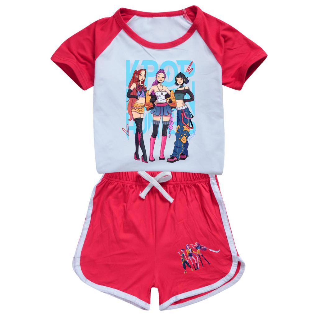 Enfants Filles Anime Dessin Animé Chanteuse POP Super Star Zoey Rumi Mira Imprimé Manches Courtes T-Shirt Short Pantalon Ensemble Vêtements Décontractés