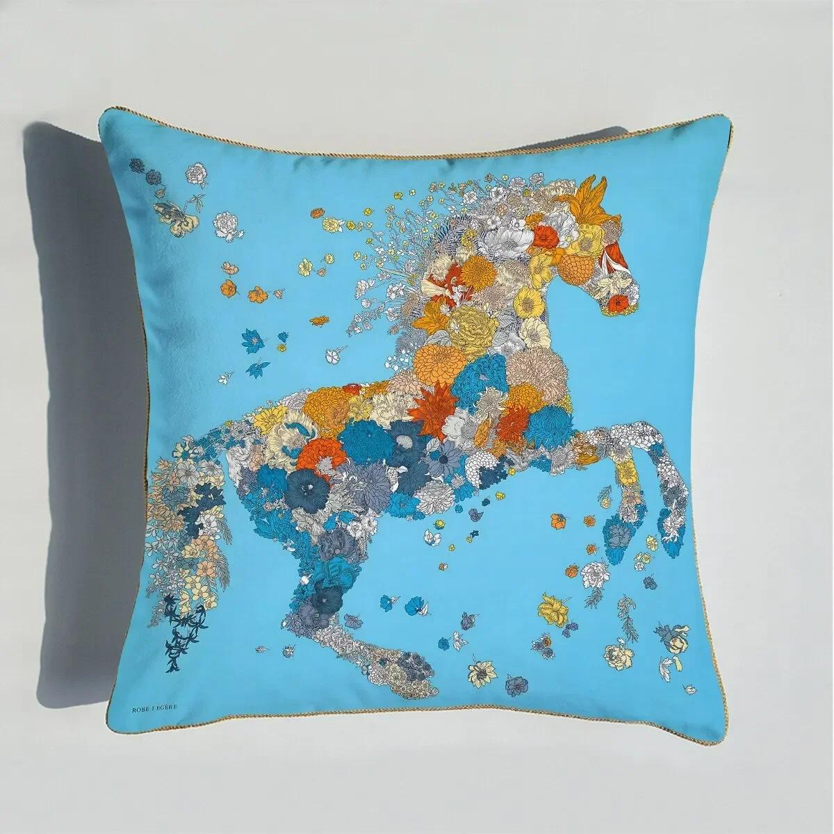 

40/45/50/60cm Throw Pillow Polyester Cushion Cover Print Palace Rose Horse Pattern Sofa Couch Pillows for Home Decor Pillowcase 12x12Inch