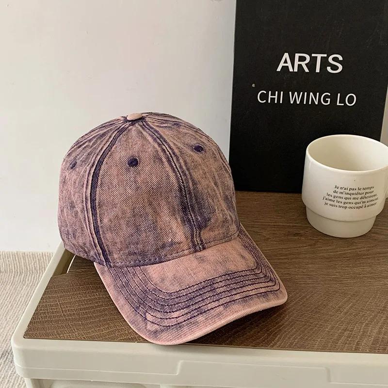 Baseballkappen mit breiter Krempe für Damen Herren Gewaschener Batik-Sonnenhut Koreanische Mode Vintage Schirme Outdoor Verstellbare Hip Hop Freizeitkappe