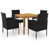 VidaXL Garden Dining Set 5 Pcs Black