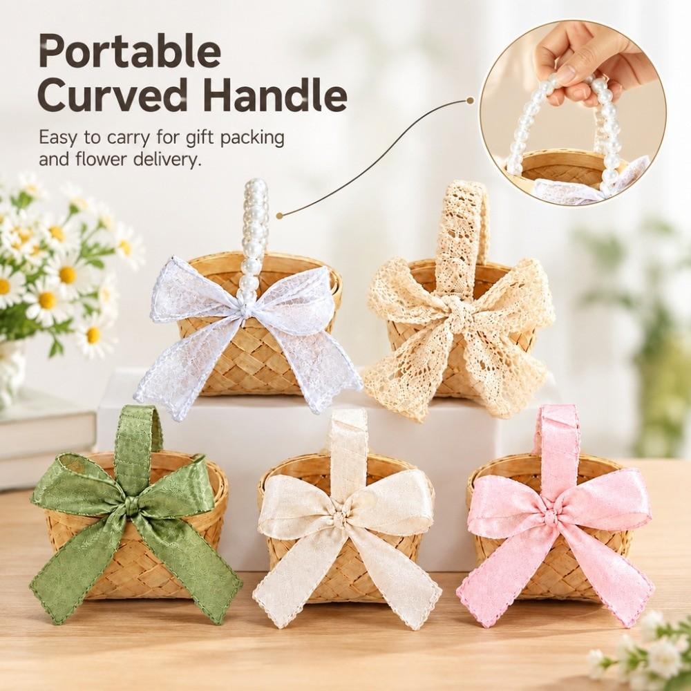 Mini Handwoven Basket with Handle Flower Basket For Home Wedding Decor