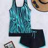 Women's High Waist Cross Back Tankini, Tight Quick Dry 2 Piece Swimsuit with Boyshorts