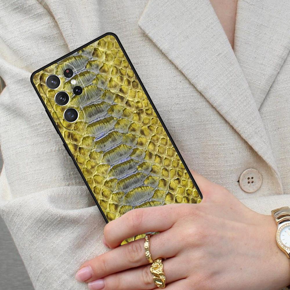 Snake Skin Print Cell Phone Case for Samsung Galaxy S26 Ultra S25 S24 S23 S22 S21 S20 Note10 Cover