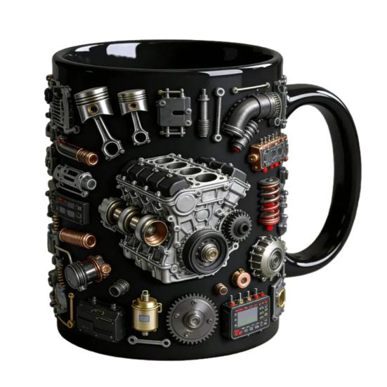 Mechanische Teile Kaffeetasse Keramik 325ml Industrielles Motor Design Tasse Wärmeübertragungs Muster Trinkgeschirr für Autoenthusiasten Ingenieure