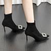 Kurze elastische Stiefel Damenmode Skinny Spitze Saison Feiner Absatz Einzelne Stiefel Sockenstiefel Dating
