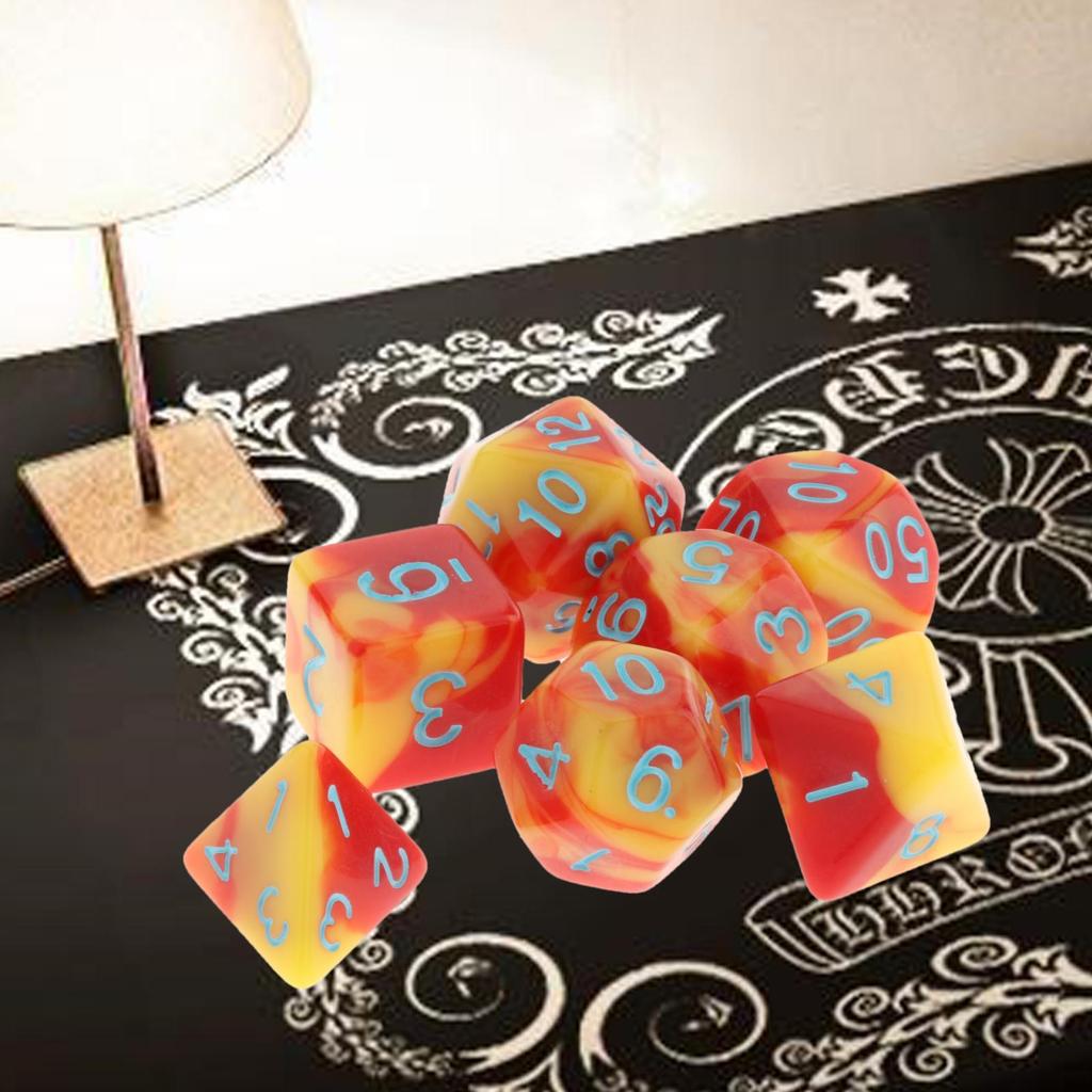 7pcs/set Colors Acrylic Polyhedral Dice Set D4 D6 D8 D10 D12 D20 7-Die Astrology Dice Props for DND Family Games Table Games
