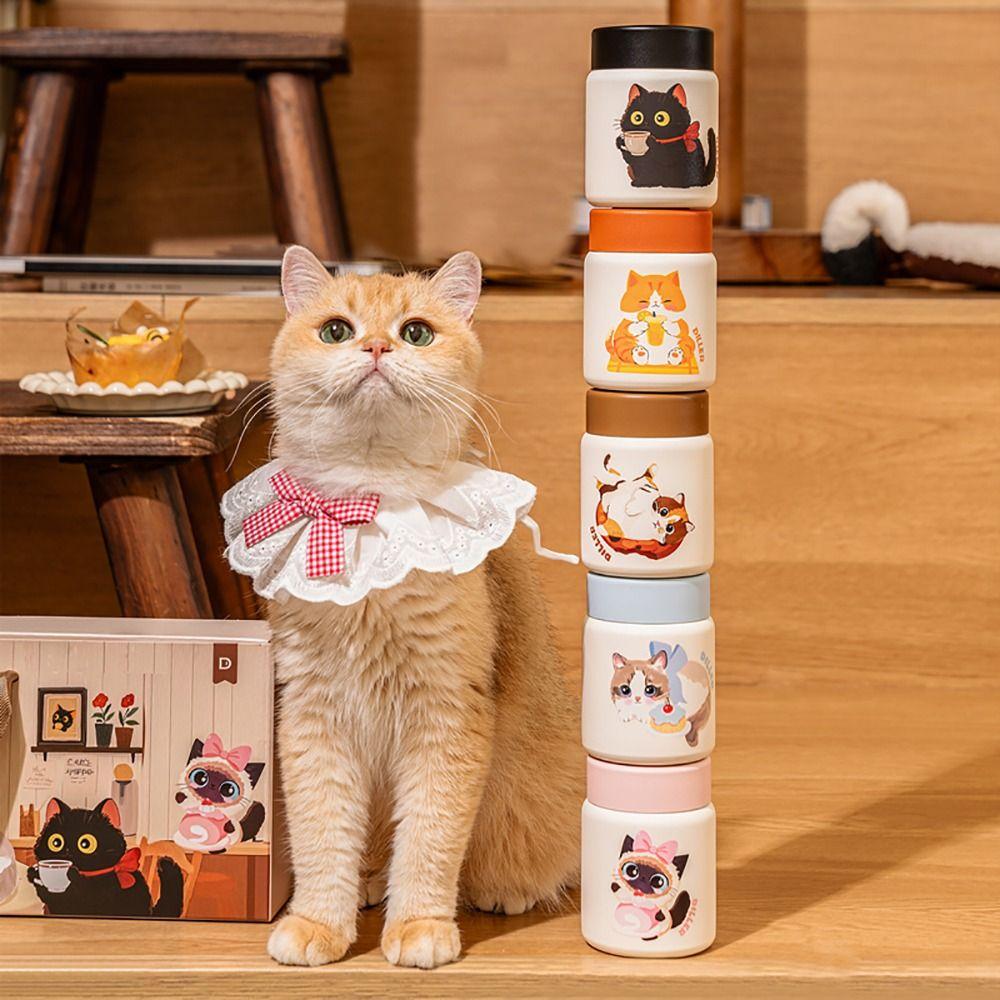 Leak Proof Thermal Cup 316 Stainless Steel Insulated Cup Cute Cat Vacuum Flask  Office