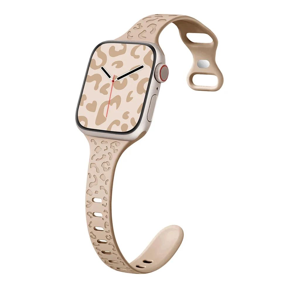 Wąski pasek do paska Apple Watch 40mm 41mm 42mm 38mm 49 44mm 45mm grawerowana silikonowa bransoletka Correa seria 8 7 6 9 5 4 3 SE Ultra