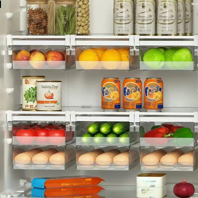 Clear High Capacity Egg Organizer for Refrigerator with Time Scale Stackable Container and Storage for Refrigerator with Drawers