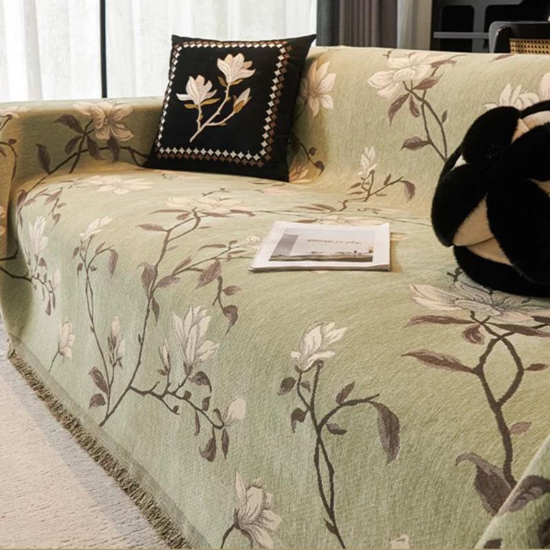 Sofa Cover Vintage American Style Chenille Sofa Towel Anti Cat Scratch Light Luxury Cushion Cover Blanket Home Textile