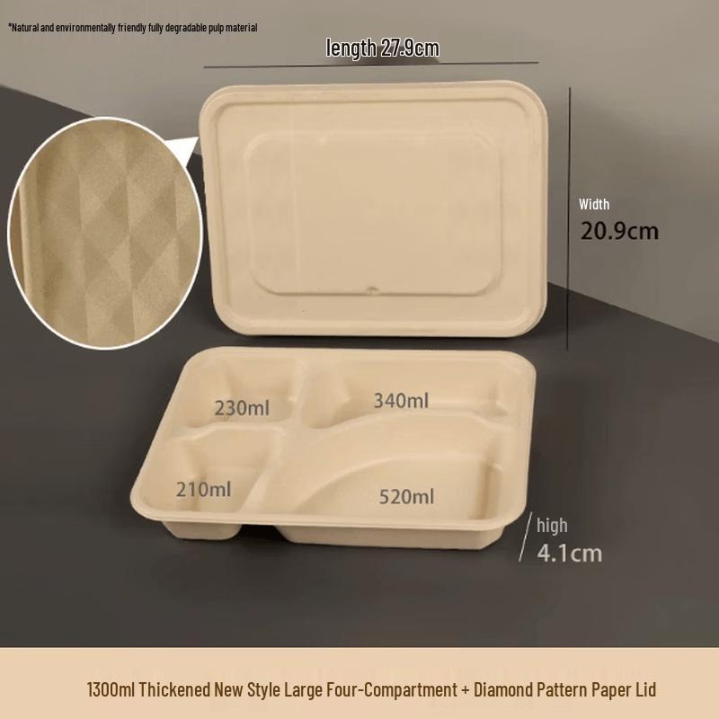 Mubaisen Disposable 4-Compartment Meal Prep Containers