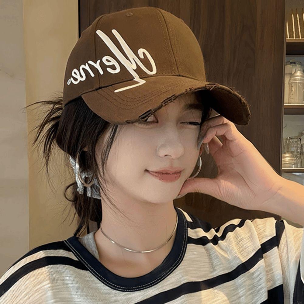 Sunscreen Embroidered Baseball Cap Lightweight Sun Shading Hat Letters Wide Brim Hat  Outdoor