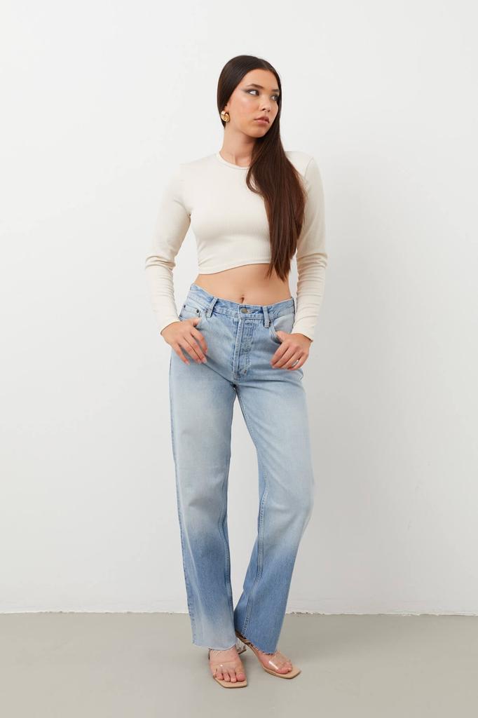 FOBEXISS Pantaloni Casual in Deni Elasticizzato a Vita Alta da Donna