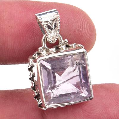 Natural Pink Amethyst Gemstone 925 Solid Sterling Silver Jewelry Pendant 1" a9F05