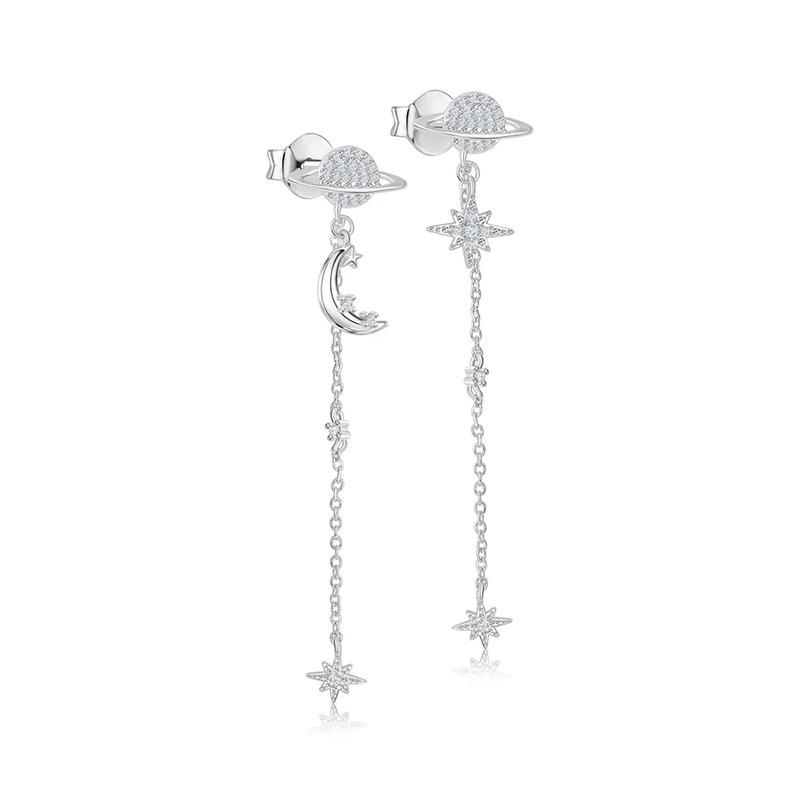 TIANDE Exquisite Zircon Tassel Chain Dangle Earrings for Women Fashion Gold Color Pierced Ear Stud Earrings Jewelry Accessories
