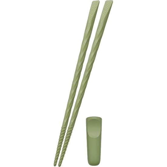 Artha Non-Slip Chopsticks (Miyabi) with Chopstick Case, Young Green. The chopstick case doubles as a 21cm - B09DC1JRRY