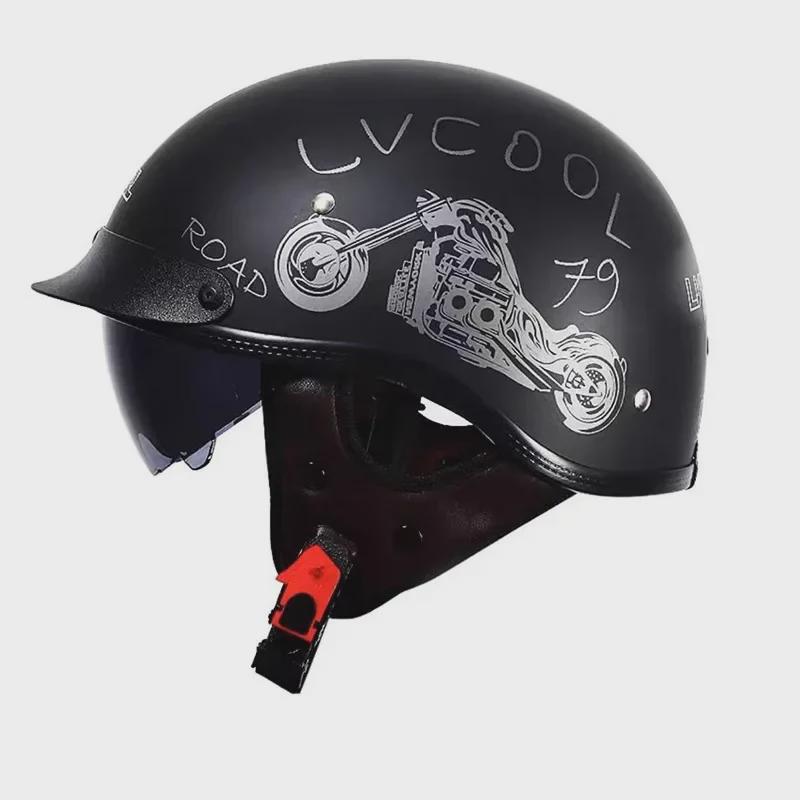 Cască de motocicletă retro certificată 3C, pentru toate anotimpurile, potrivită universal pentru bărbați și femei - jumătate de cască de vară