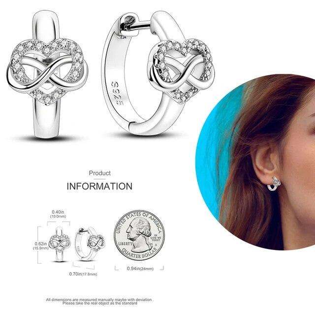 Brincos de argola de prata 925 para mulheres, brilhantes, pavê, cz, joias finas de luxo, brinco