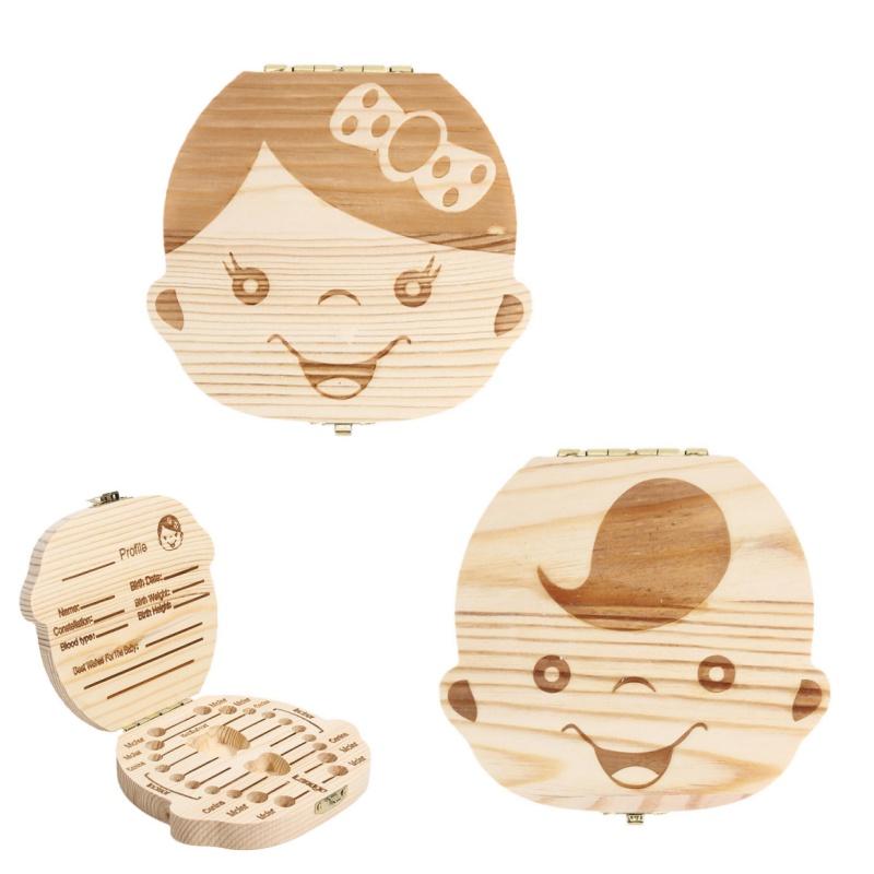 Wooden Baby Tooth Storage Box Kids Teeth Wood Box Organizer Commemorative Box Chirldren Collecting Umbilical Cord Storag