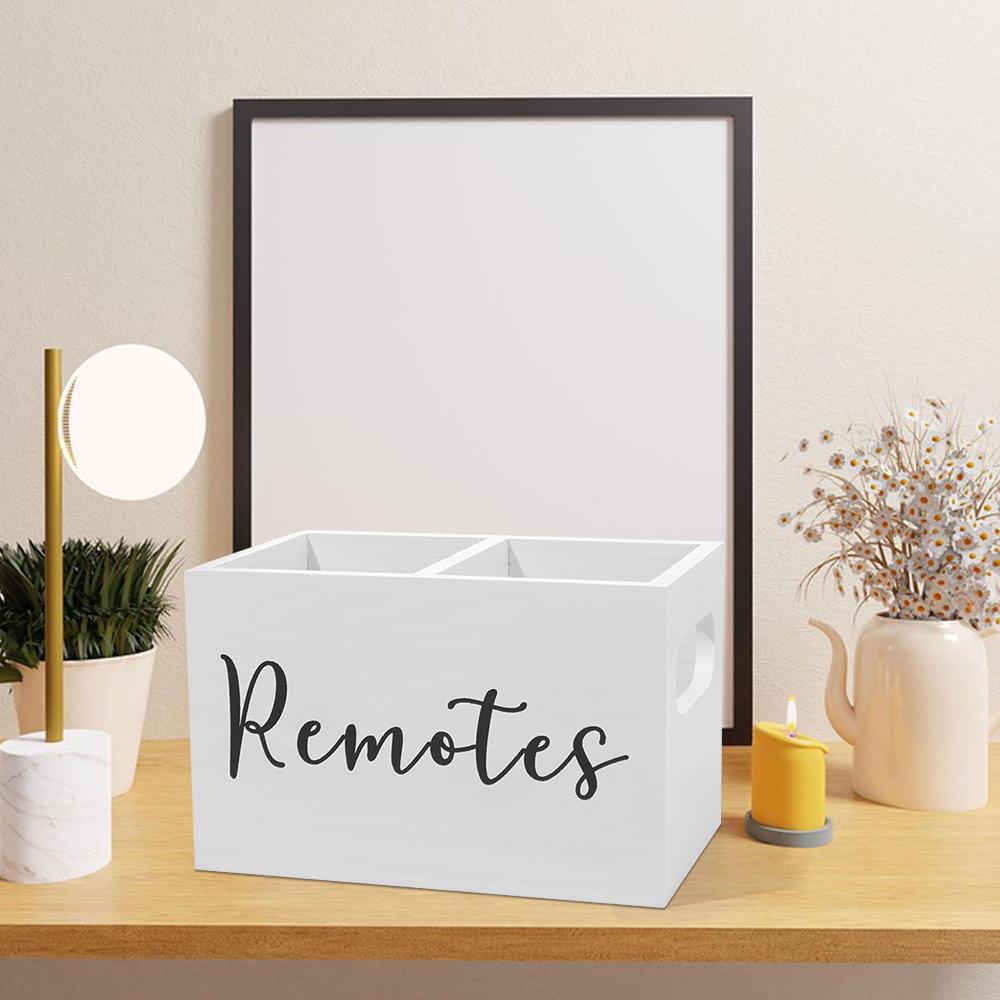 Creative Remote Control Storage Box 2 Compartments Wooden Partition Storage Box  Classroom Supplies