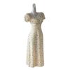 European American Women's Summer 2026 Floral Square Neck Lace-Up Ruffle Dress