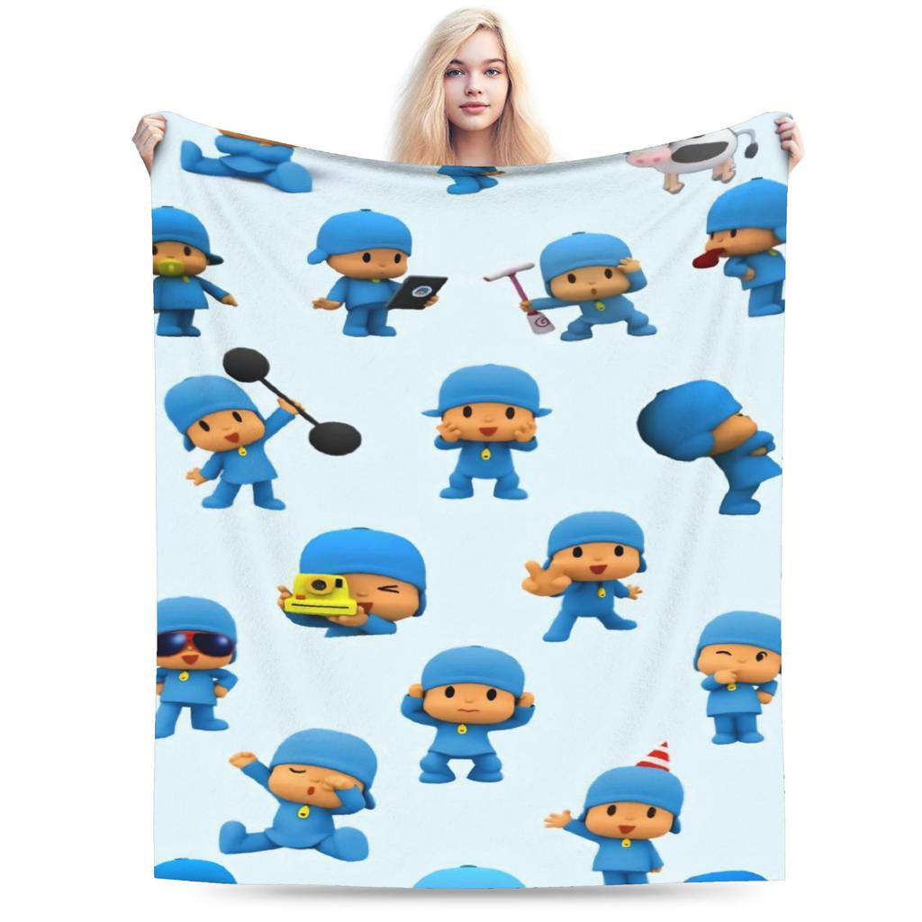 P-POCOYO Warme Weiche Decke Mädchen Jungen Plüsch Überwurfdecke Druck Wohnzimmer Flanell Tagesdecke Sofa Bettbezug