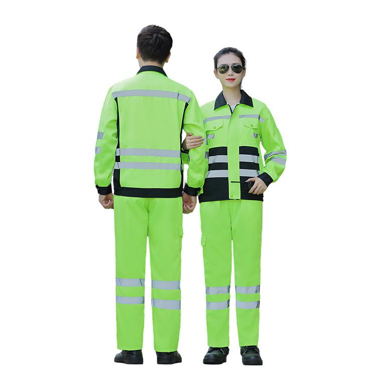 

Unisex Reflective Anti-Static Workwear Set: Long-Sleeved, Road Safety and Sanitation Protection for Spring and Autumn Large