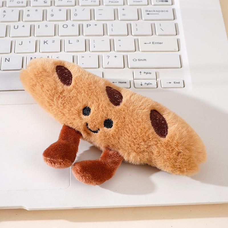 Cute French Baguette and Croissant Plush Keychain Food Series Doll Dessert Toy Bread Car Keychain Hanging Ornament