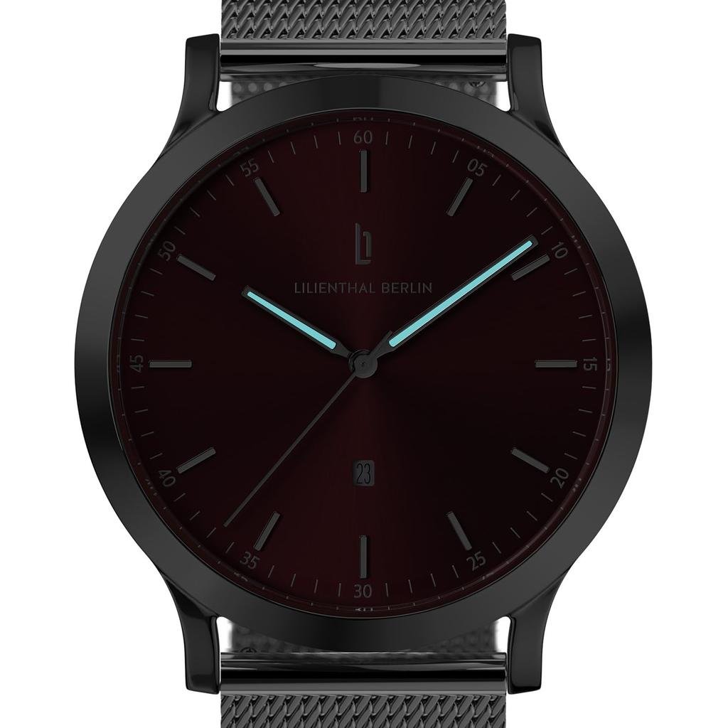 Lilianthal Berlin Srebrny Zegarek z Datownikiem Wyprodukowany w Męski Wyświetlacz, Niemcy, H01-108-B023AS