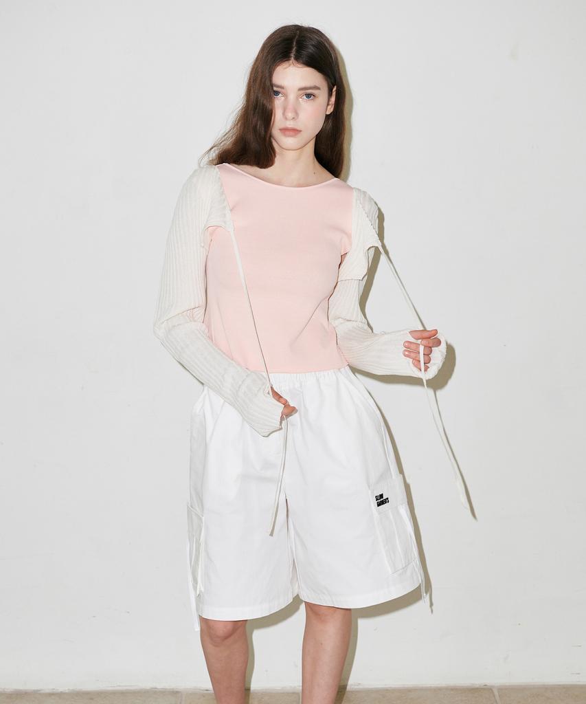 SLLOW GARMENTS Ribbon Cargo Shorts - White