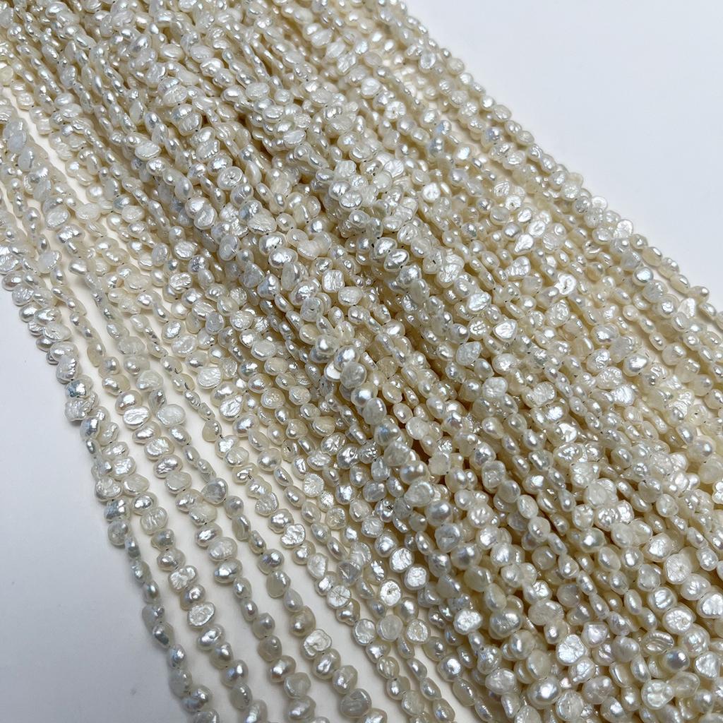 1String Mini White Natural Shell Mother of Pearl Beads, Boho Double-Sided Light Beads, 3-5mm, for DIY Jewelry Making, Perfect Love Wedding Craft, 36cm