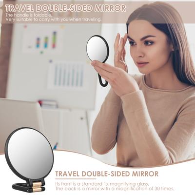 Portable Handheld Mirror Double-sided Mirror with Folding Handle 30X/1X Multiple Multifunctional Handheld Women's Makeup Mirror