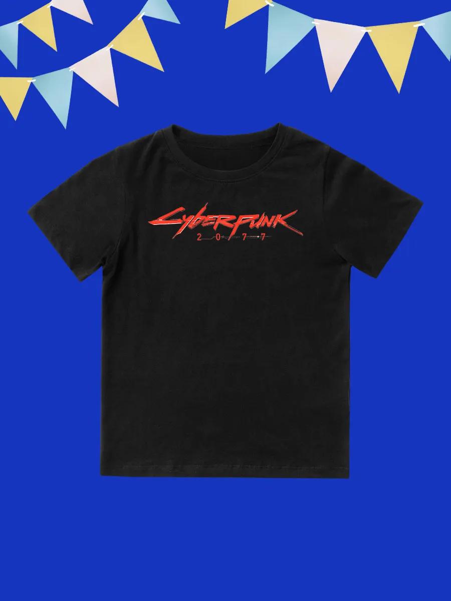 Round Neck Printed Pattern Pullover Short Sleeve Kids Tops Cyberpunk 150